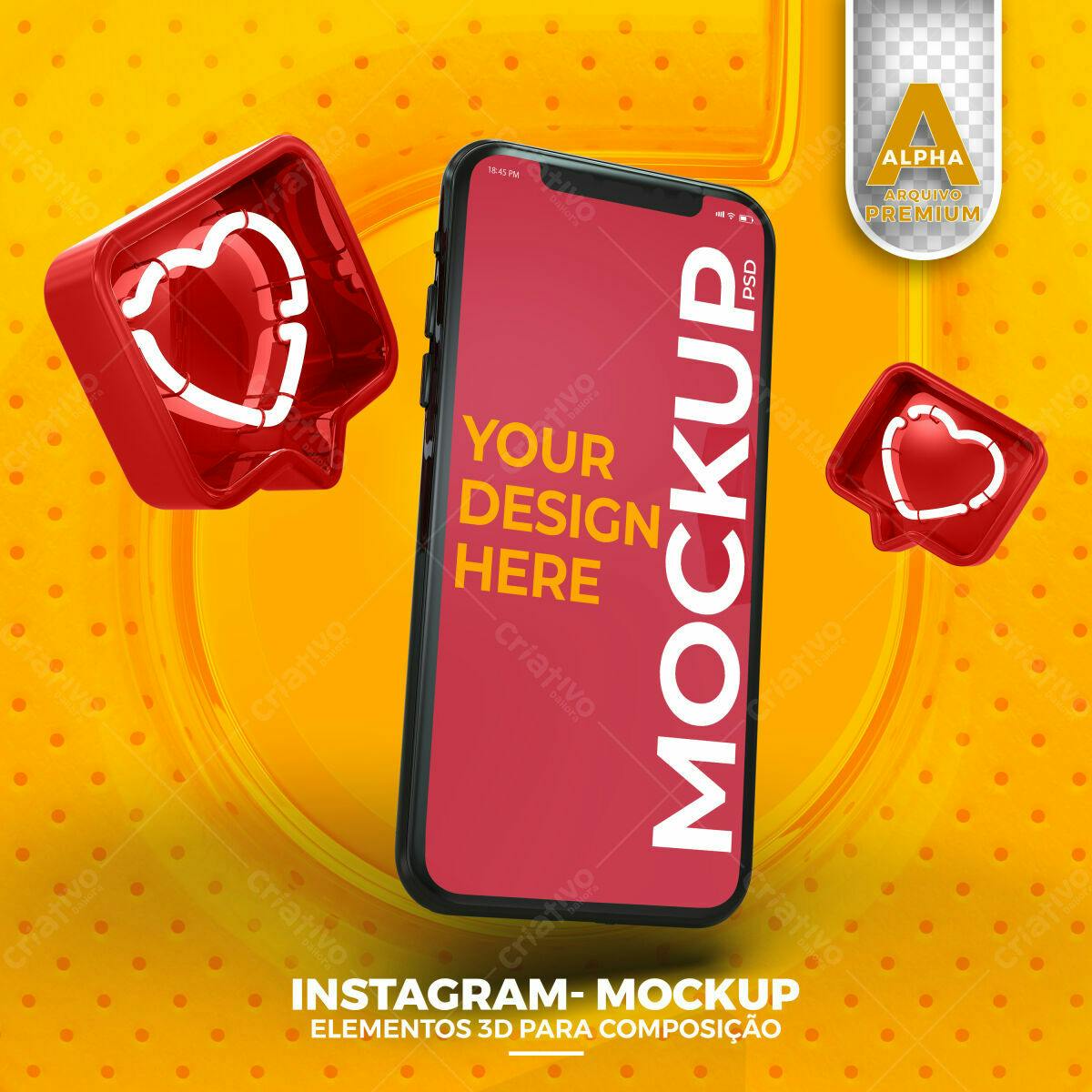 Mockup Smartphone Instagram: Design Moderno em Amarelo