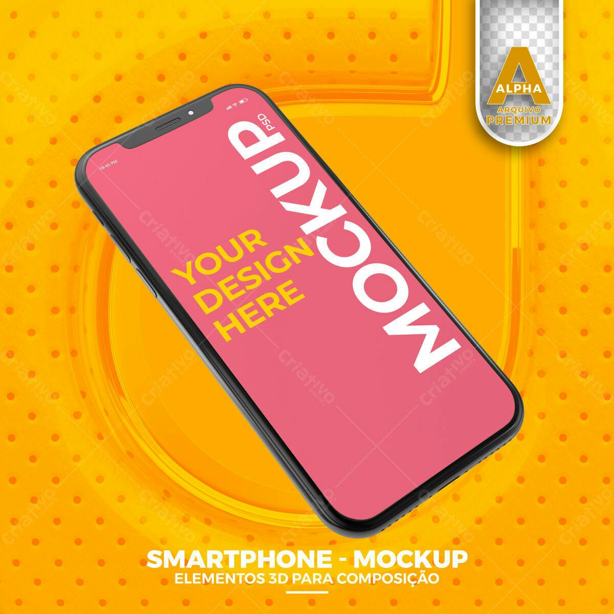 Mockup de Smartphone Moderno em Fundo Amarelo