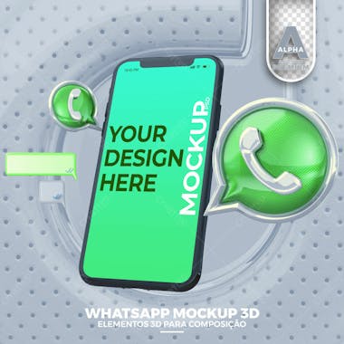 Mockup de celular redes sociais whatsapp elemento psd editavel