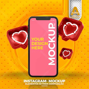 Mockup de celular redes sociais instagram elemento psd editavel