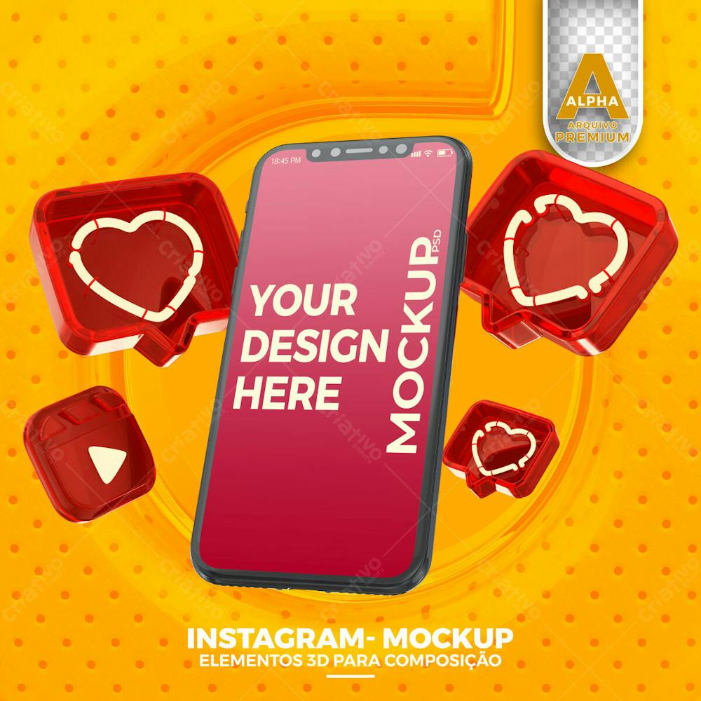 Mockup Celular Instagram Redes Sociais Psd Editavel