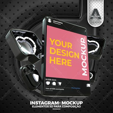 Mockup de celular redes sociais instagram elemento psd editavel