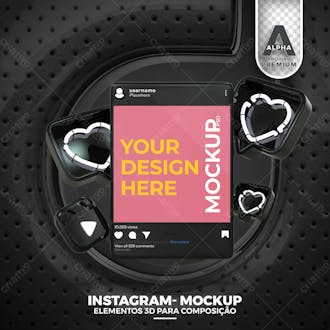 Mockup de celular redes sociais instagram elemento psd editavel