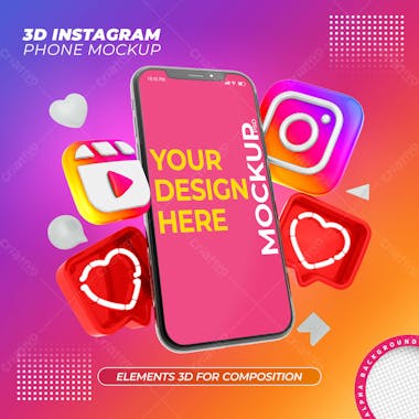 Mockup de celular redes sociais instagram psd editavel