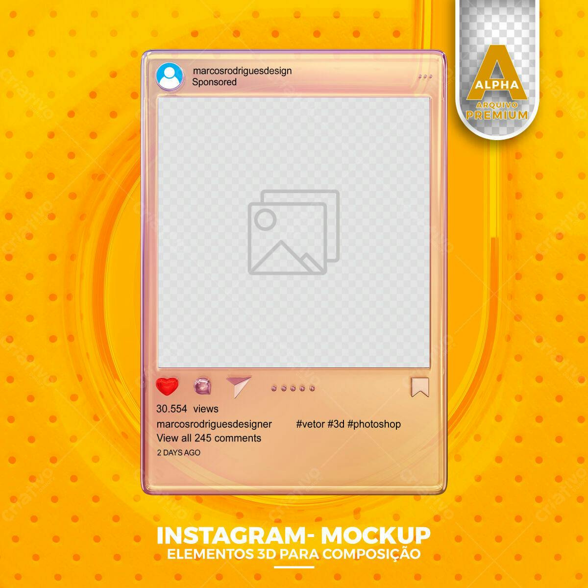 Mockup Instagram Moderno em Rosa e Amarelo
