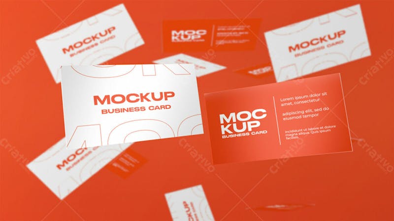 Mockup cartao de visita laranja e branco 3d psd editavel