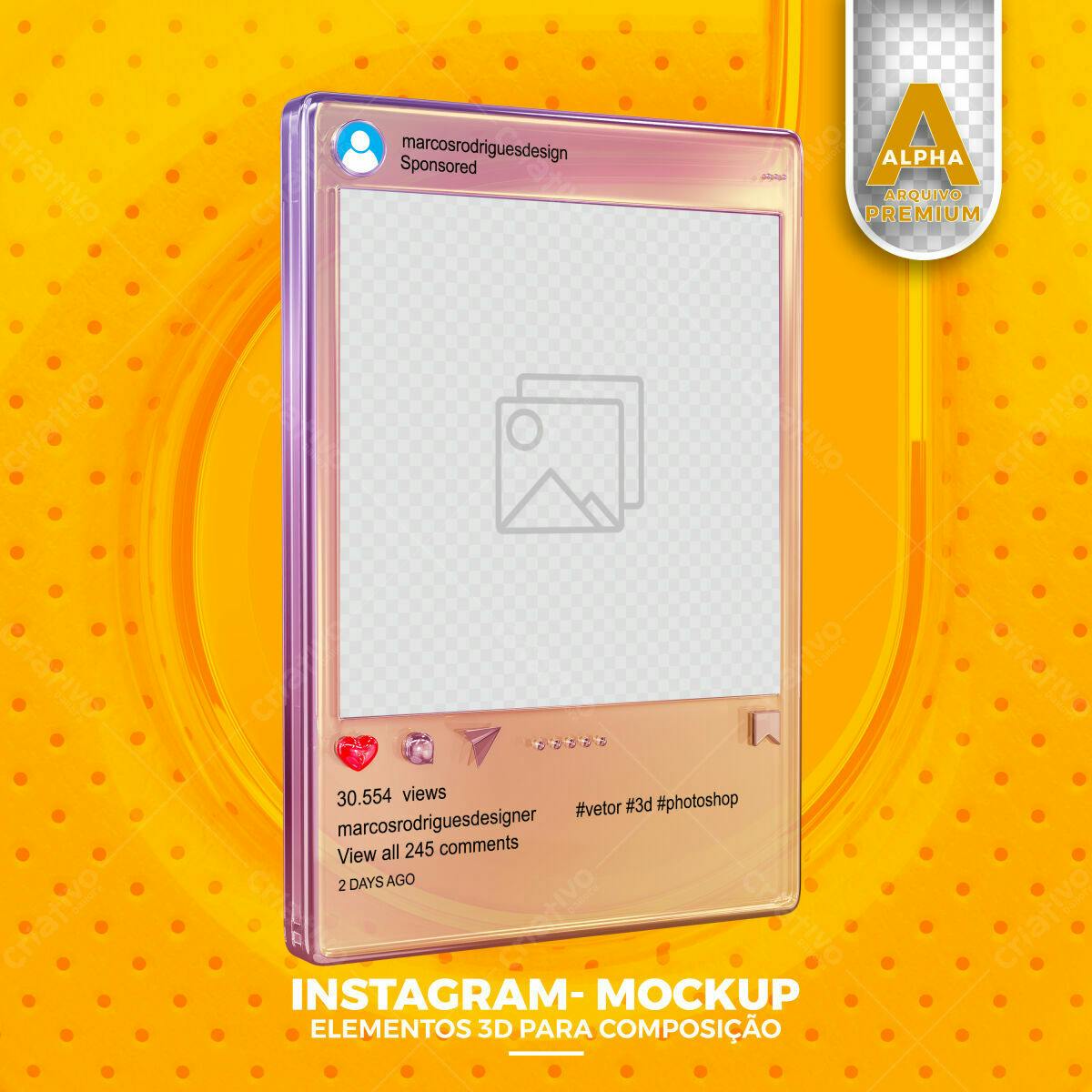 Mockup Instagram Moderno com Texturas 3D