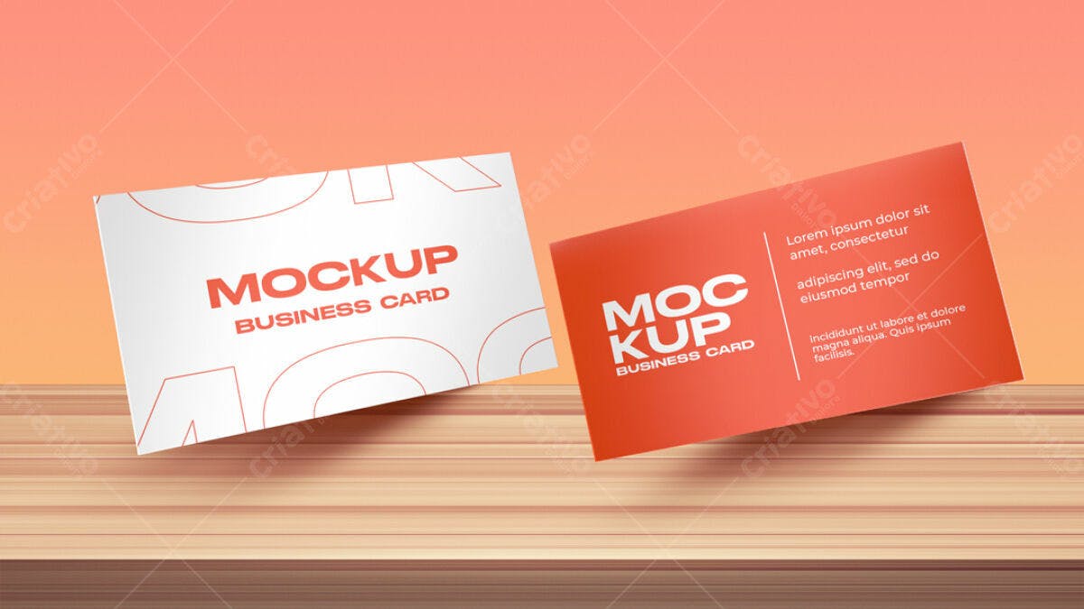 Mockup Cartão de Visita: Design Moderno em Laranja e Branco