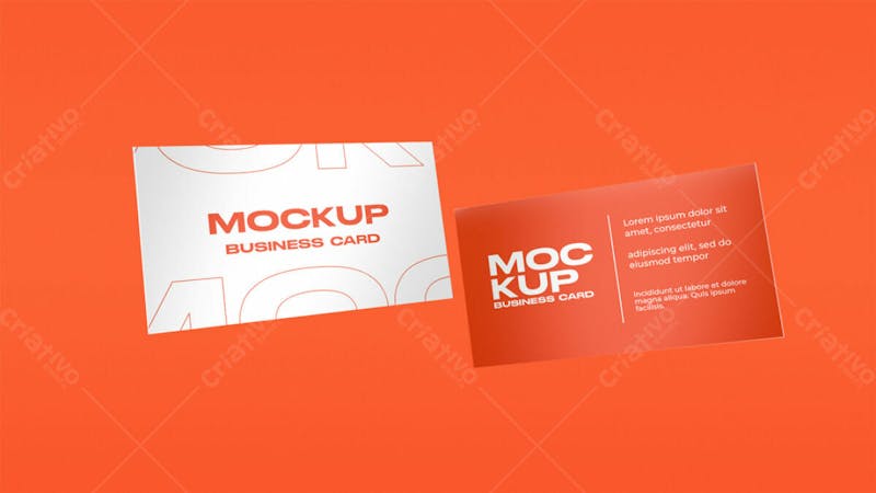 Mockup cartao de visita laranja e branco 3d psd editavel