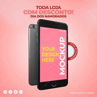 Mockup smatphone dia dos namorados coracoes psd editavel