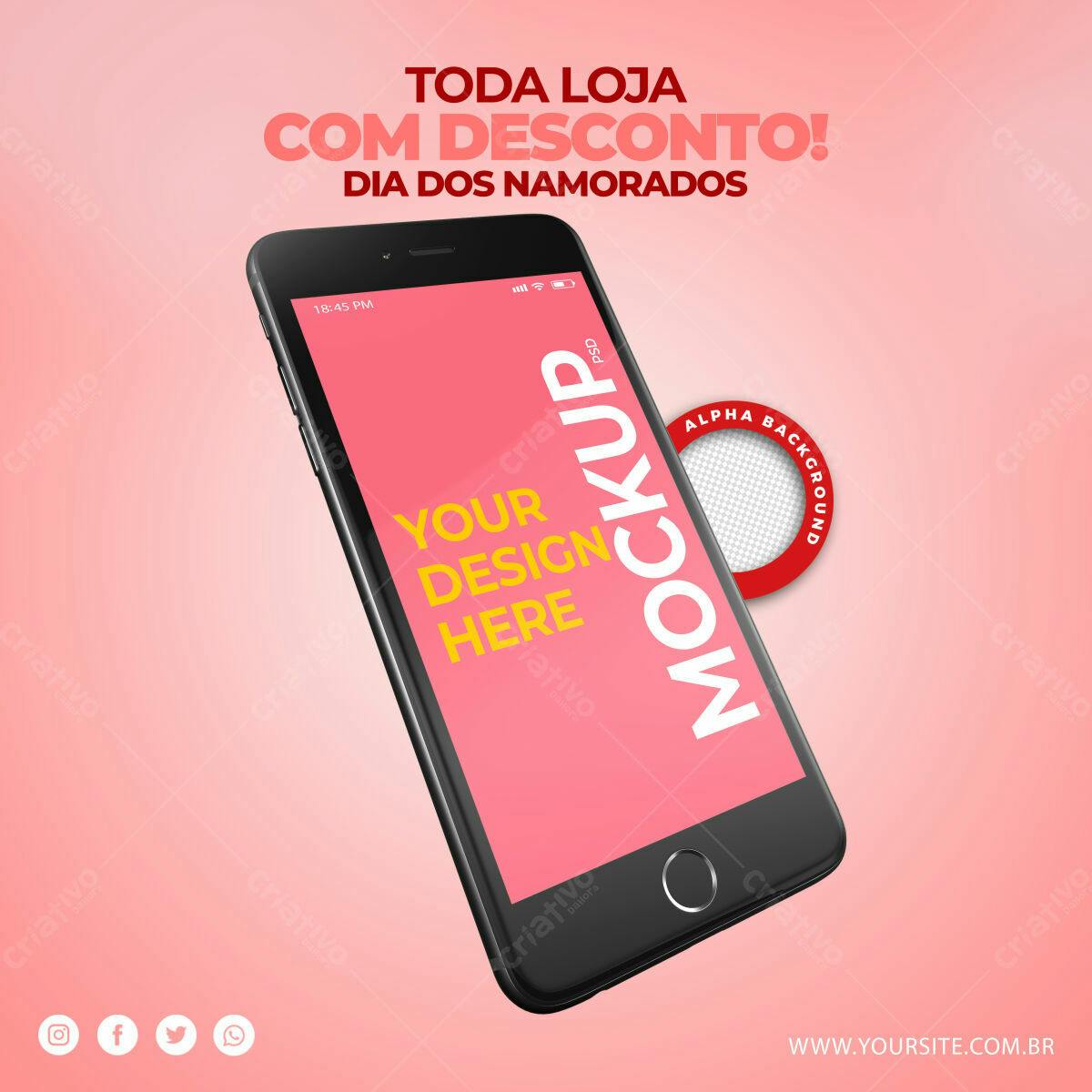 Mockup de Smartphone em Rosa: Design Moderno