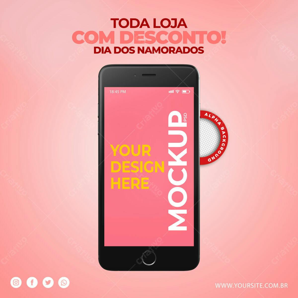 Mockup Realista de Smartphone Rosa para Aplicativos