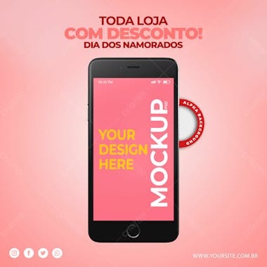 Mockup smatphone dia dos namorados coracoes psd editavel