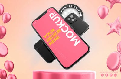 Mockup De Celular Podio Smartphone Psd Editavel