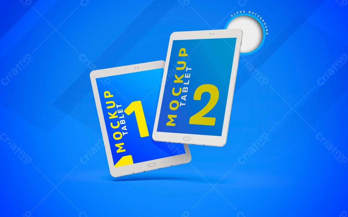 Mockup de Tablets em Azul Vibrante: Design Moderno