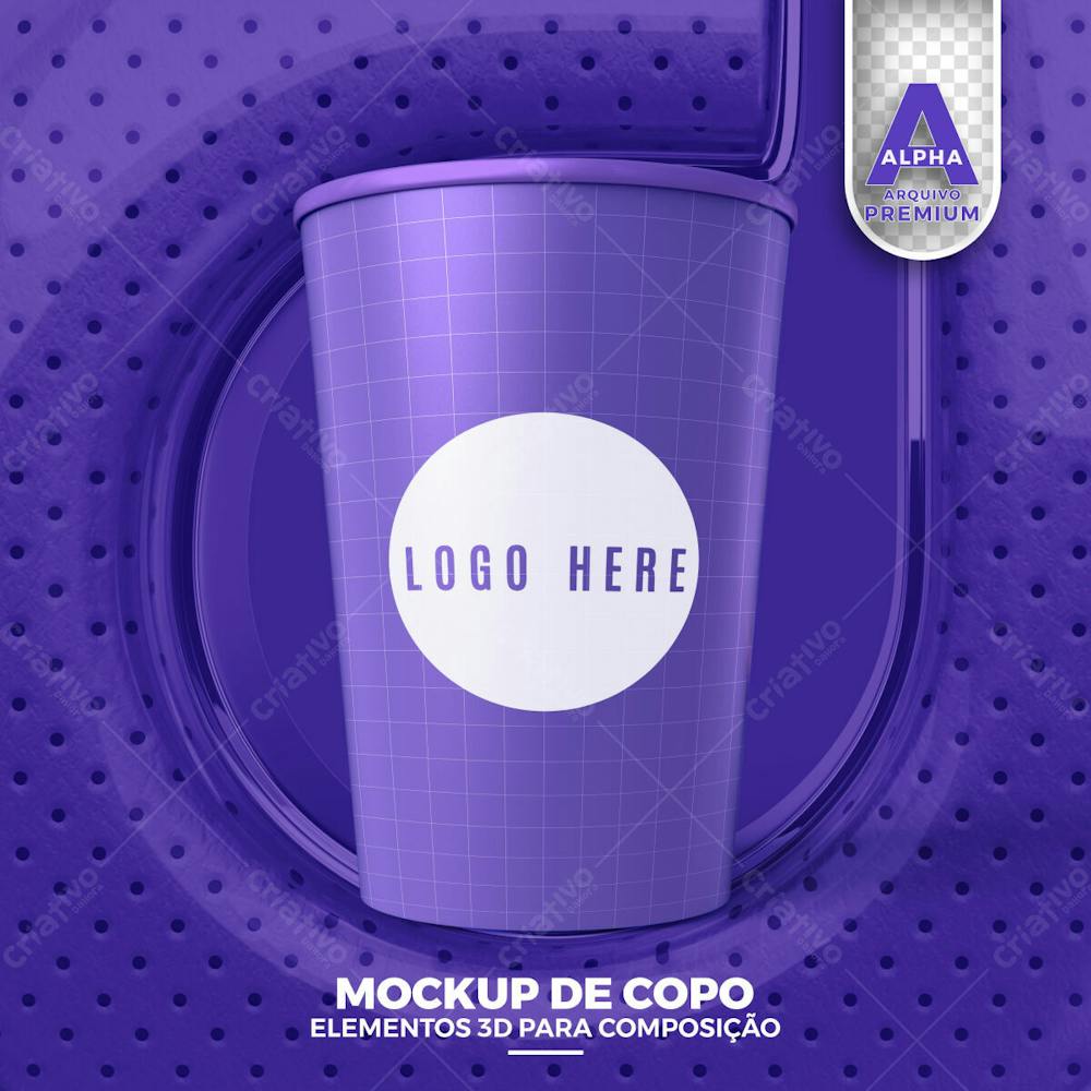 Mockup De Copo Elemento 3D Para Composicao Psd Editavel