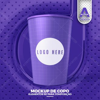 Mockup de copo elemento 3d para composicao psd editavel