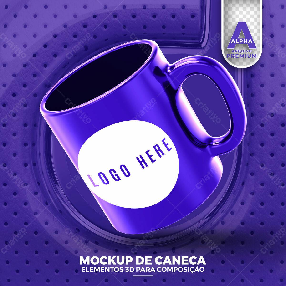 Mockup Caneca Roxa: Visual 3D Realista para Branding