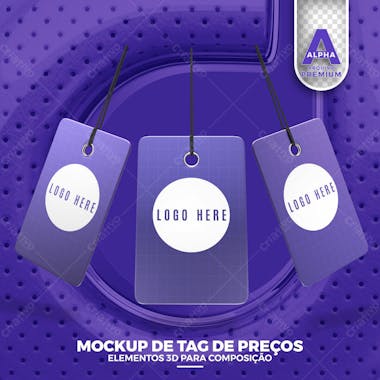 Mockup de tags de preco elemento 3d composicao psd editavel