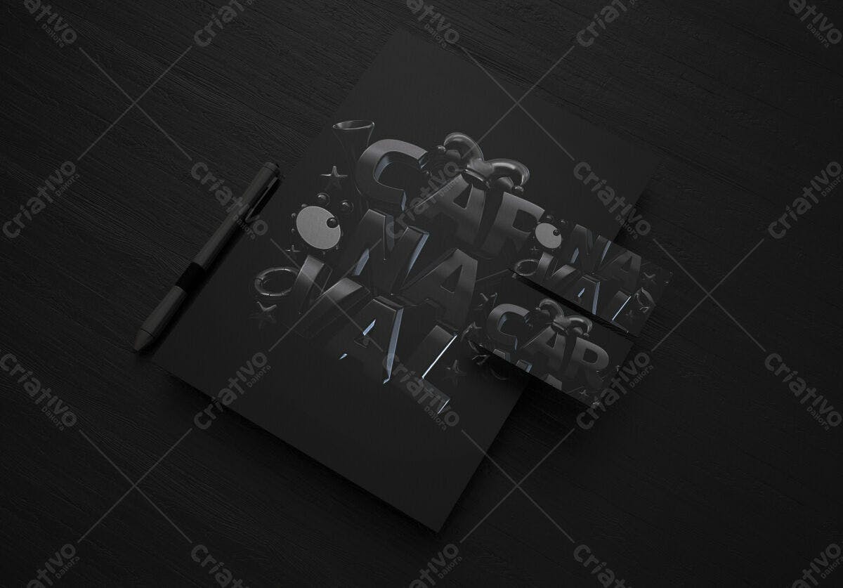 Mockup Realista de Folheto em Estilo Dark com Design 3D