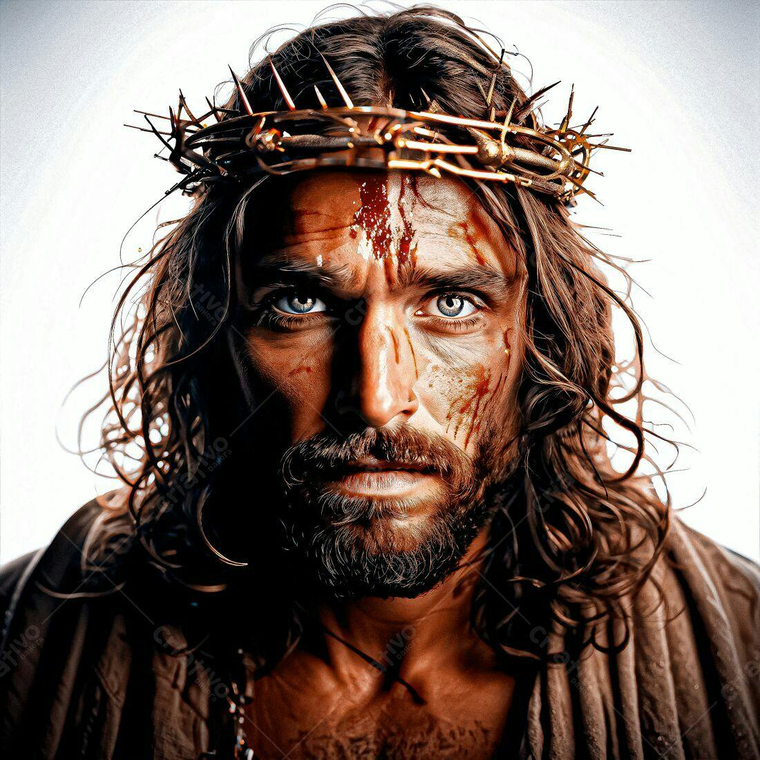 Jesus Cristo coroa de espinhos feridas sangue