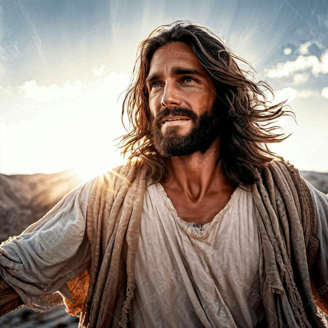 Jesus Cristo paisagem ensolarada