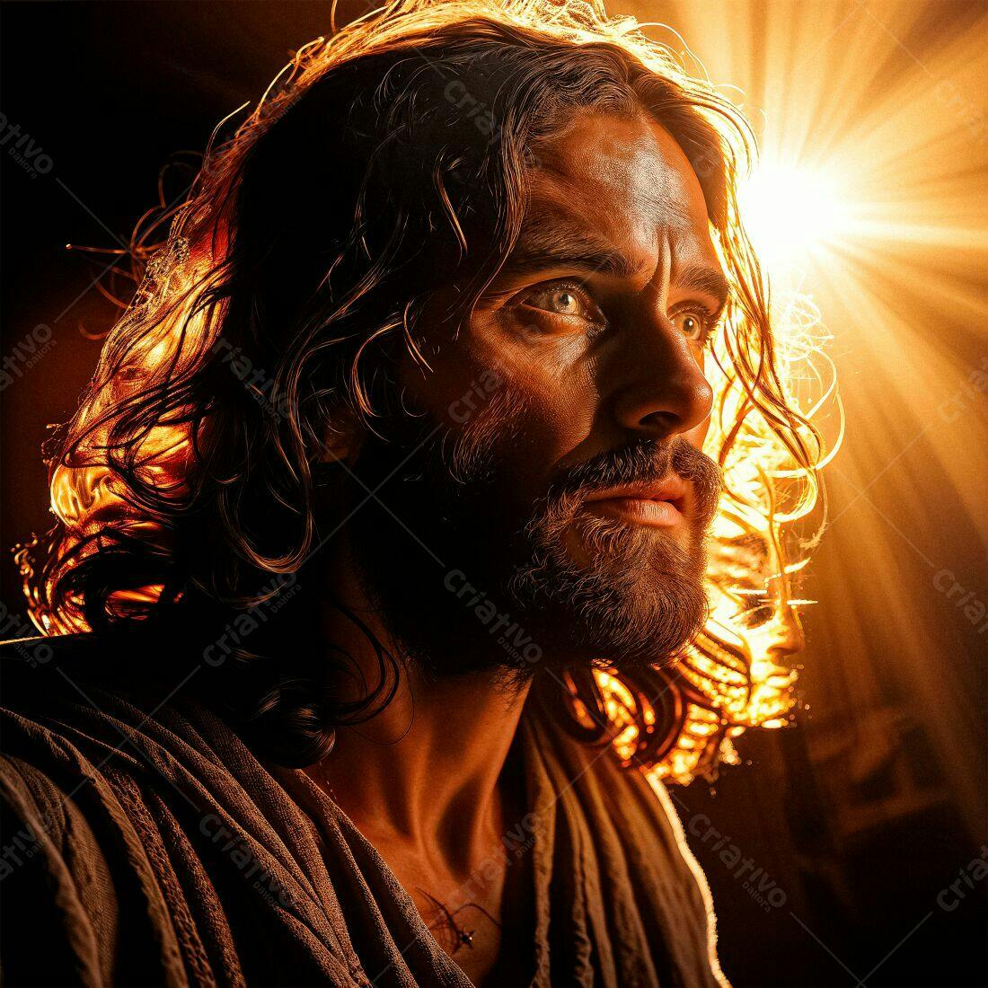 Jesus Cristo retrato iluminação dourada