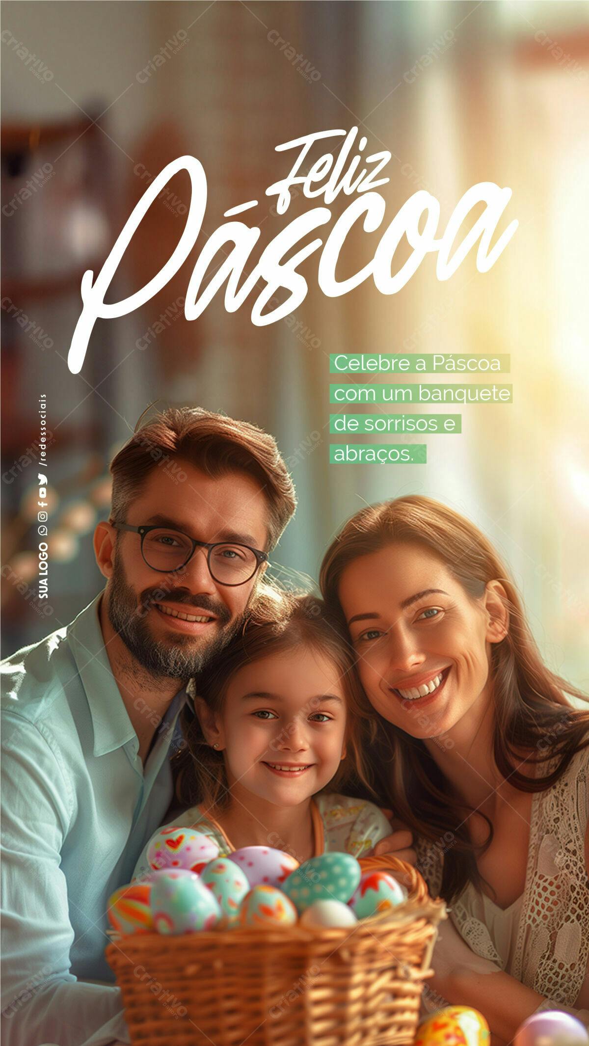 Postagem Família Páscoa PSD Editável