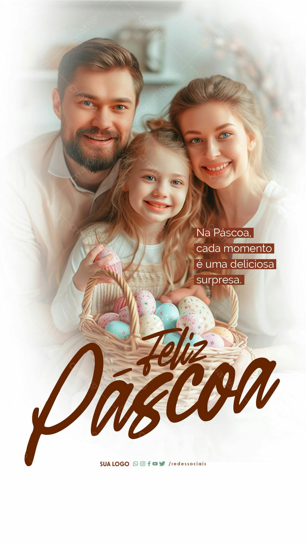 Flyer Feliz Páscoa Família PSD Editável