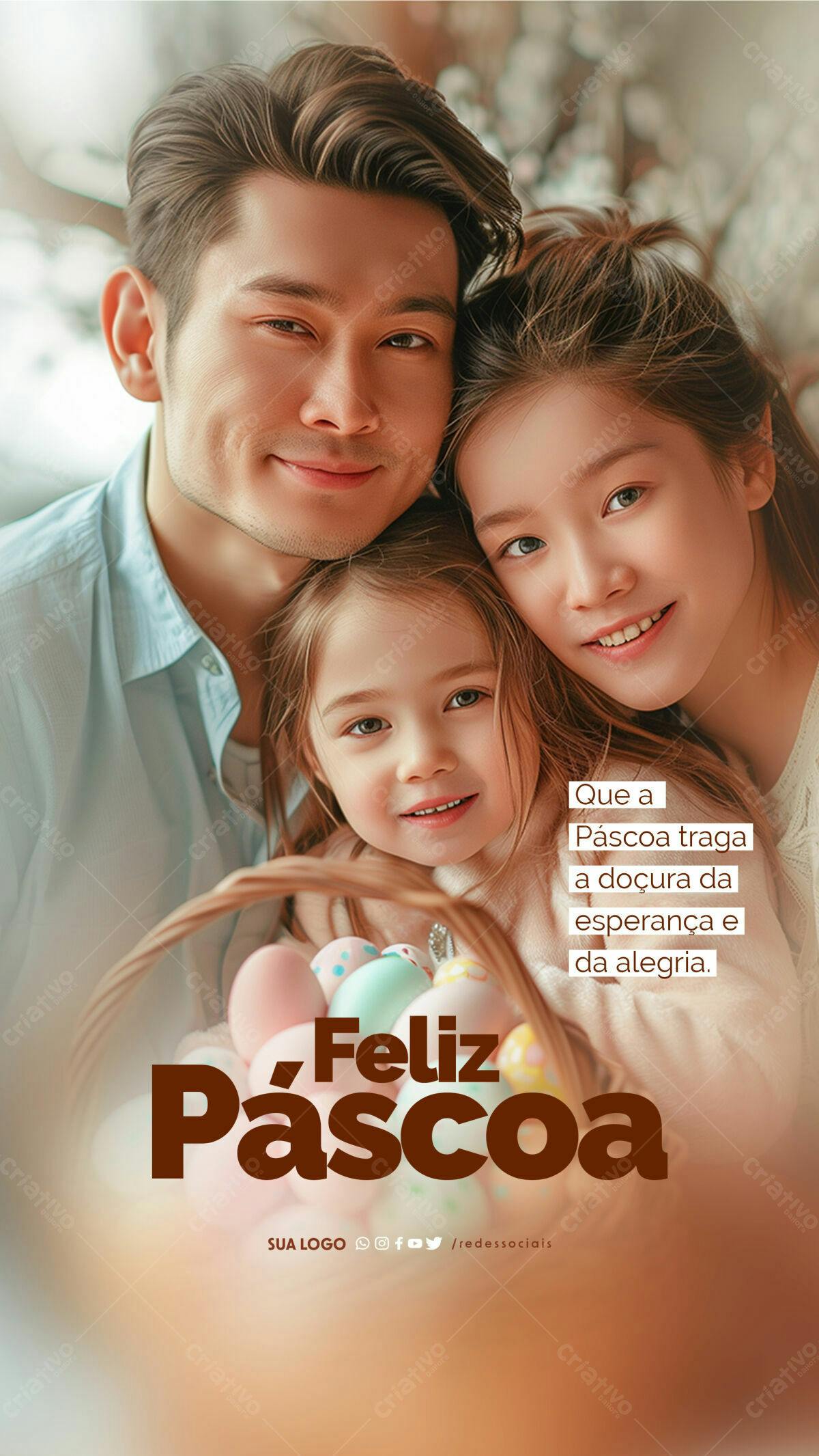 Postagem Família Páscoa PSD Editável