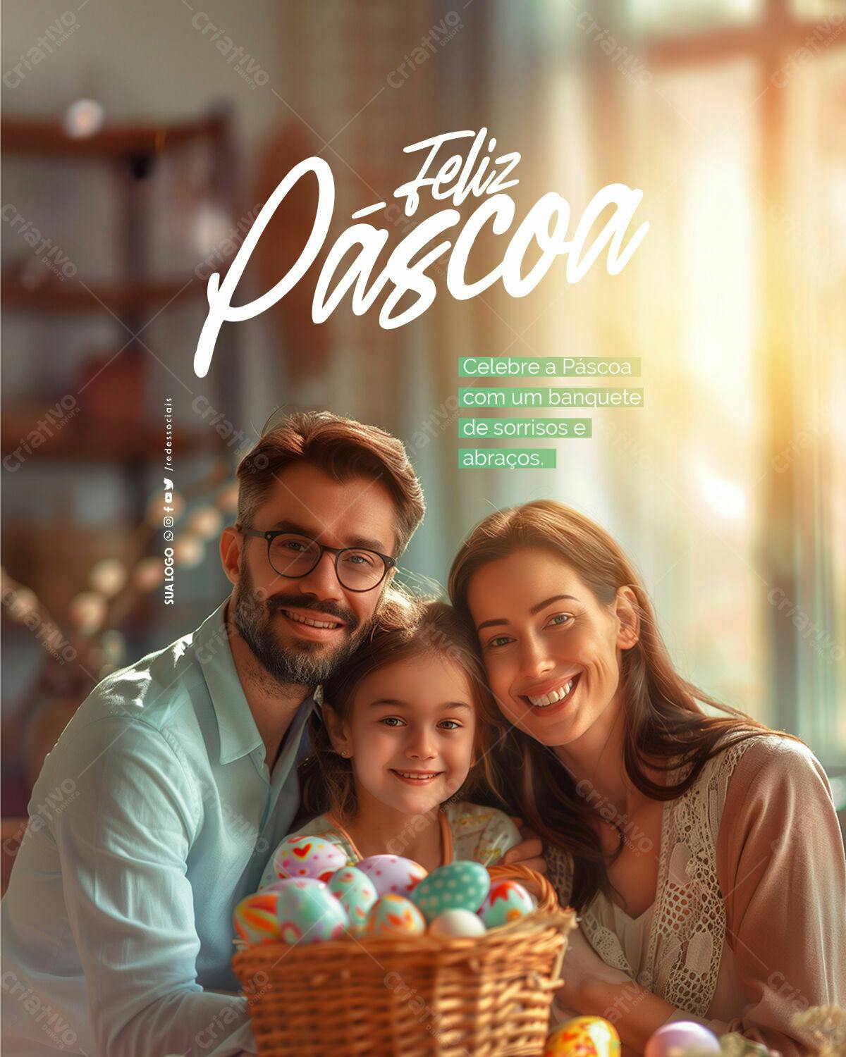 Postagem Páscoa Família Feliz PSD Editável
