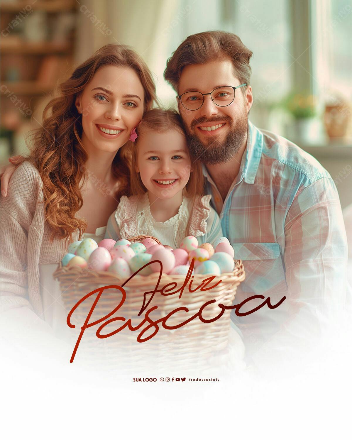 Flyer Páscoa Família PSD Editável