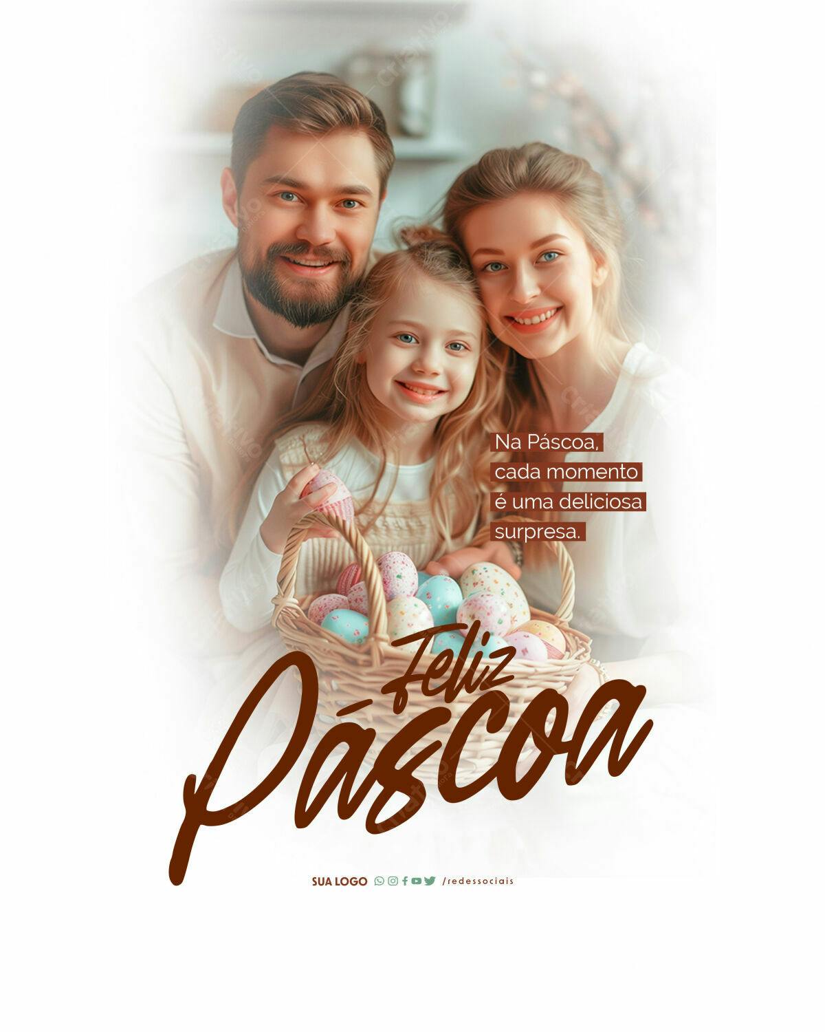 Flyer Páscoa Família PSD Editável