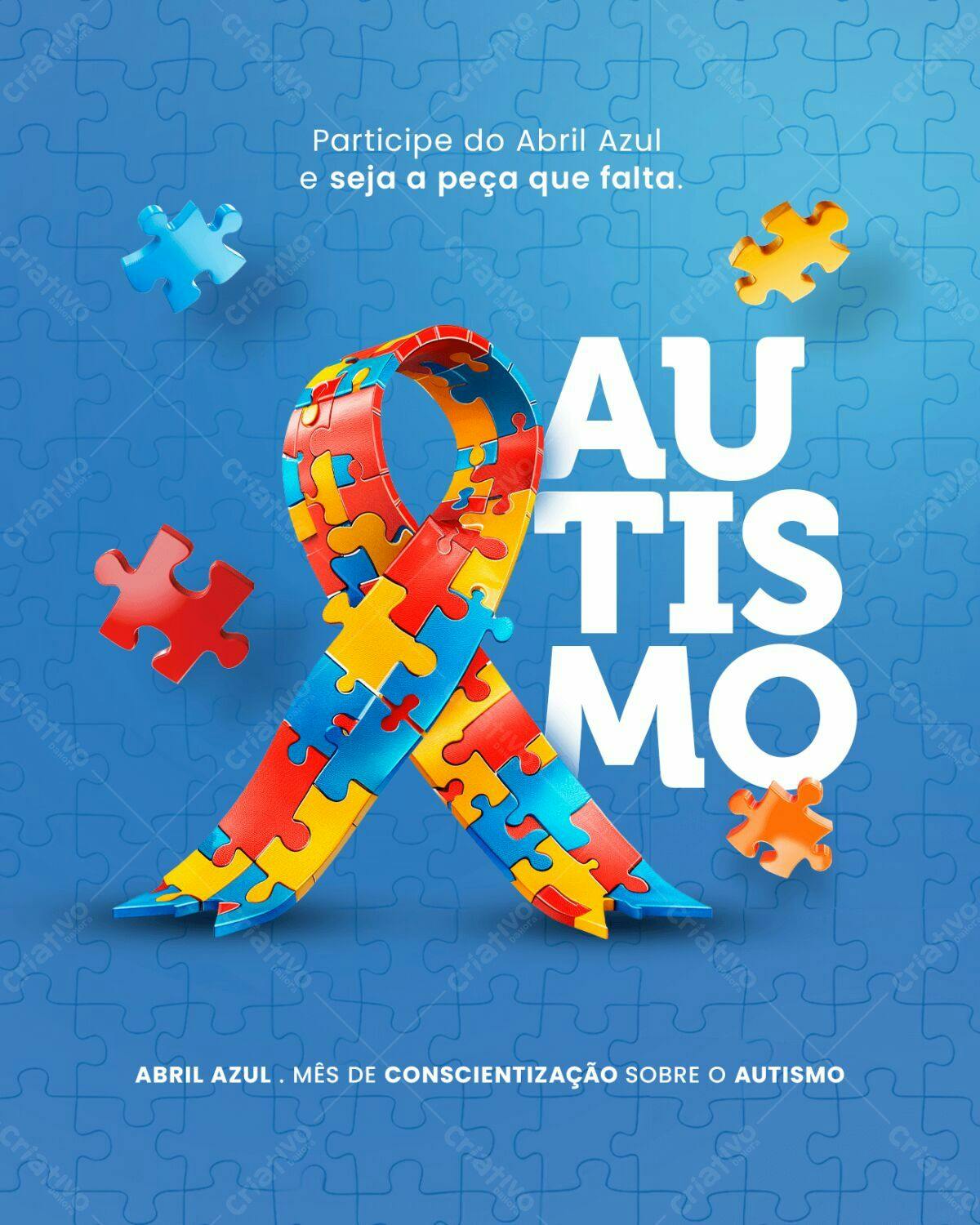 Flyer Abril Azul - Conscientização Autismo PSD Editável