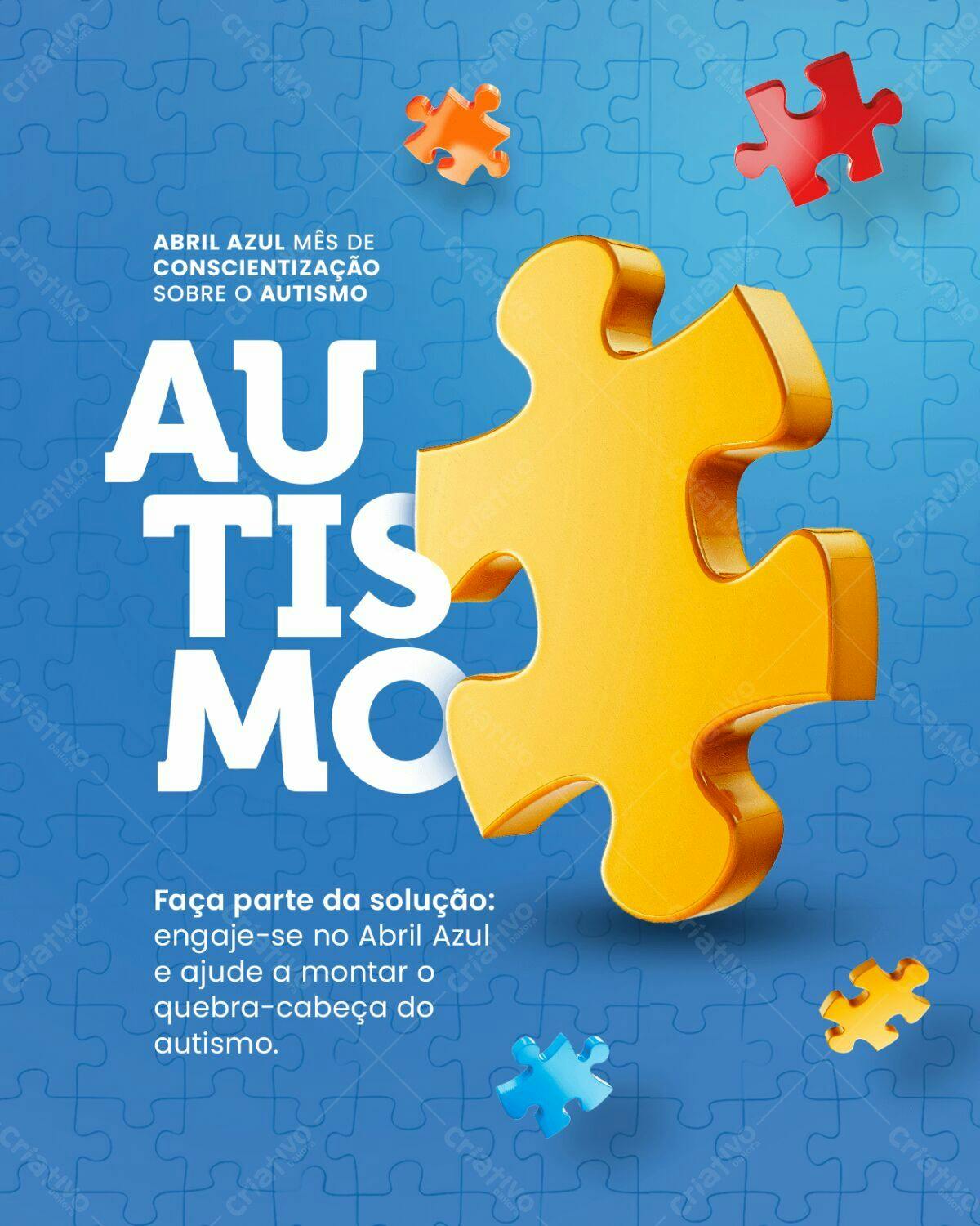 Flyer Abril Azul Conscientização Autismo PSD Editável