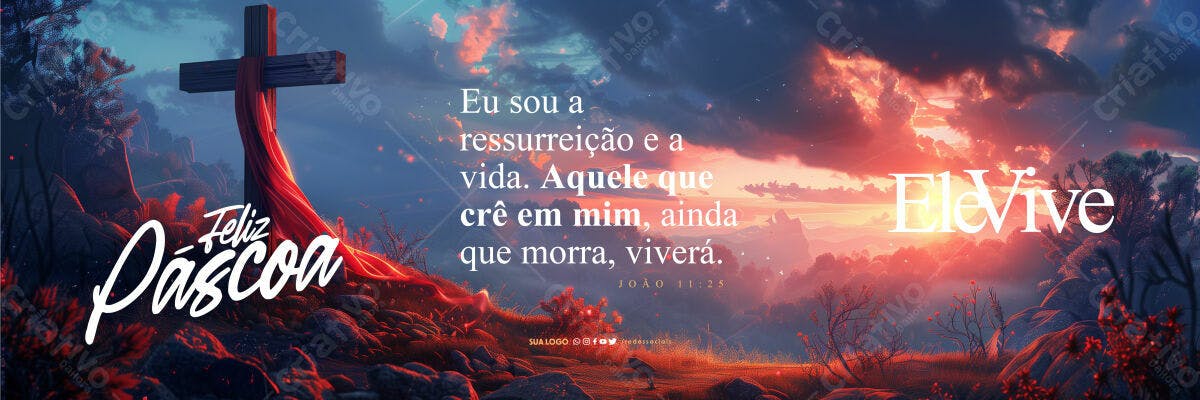 Banner Páscoa Cristã PSD Editável
