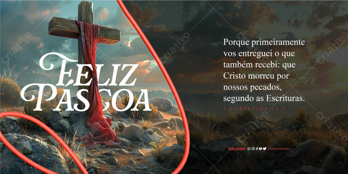 Banner Feliz Páscoa PSD Editável