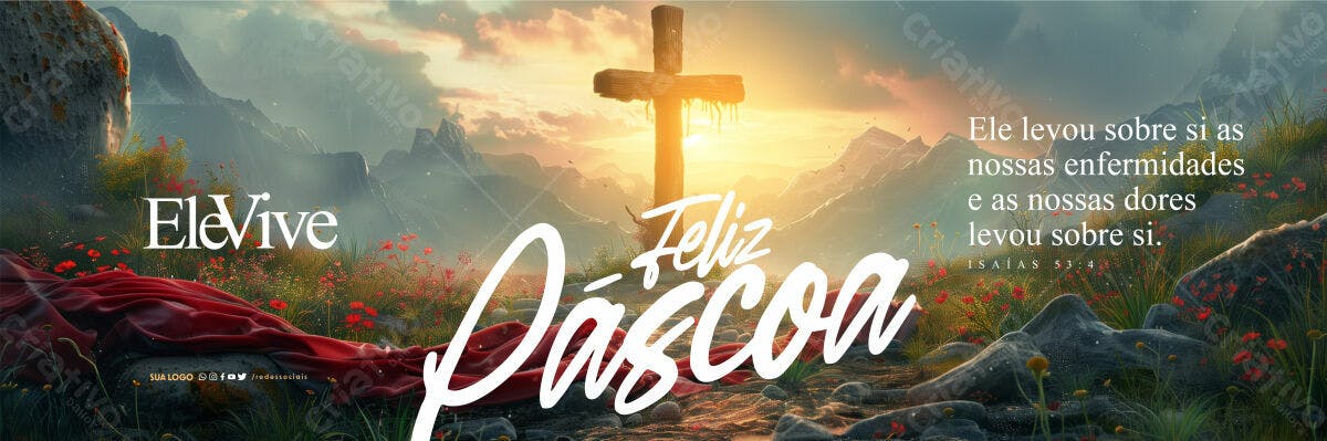 Banner Feliz Páscoa PSD Editável