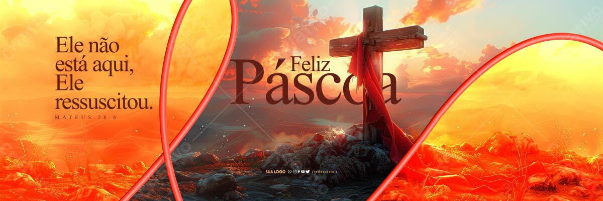 Banner Páscoa com Cruz PSD Editável