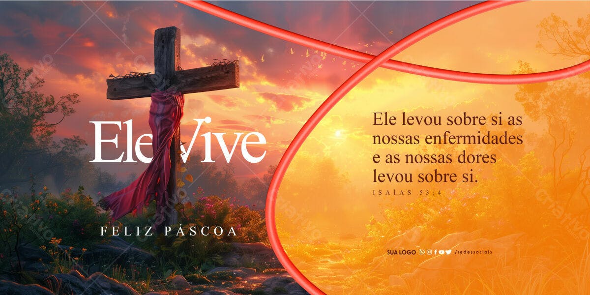 Banner Páscoa Cristã PSD Editável