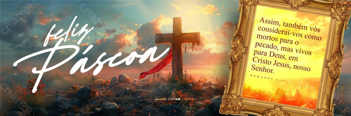 Banner Feliz Páscoa PSD Editável
