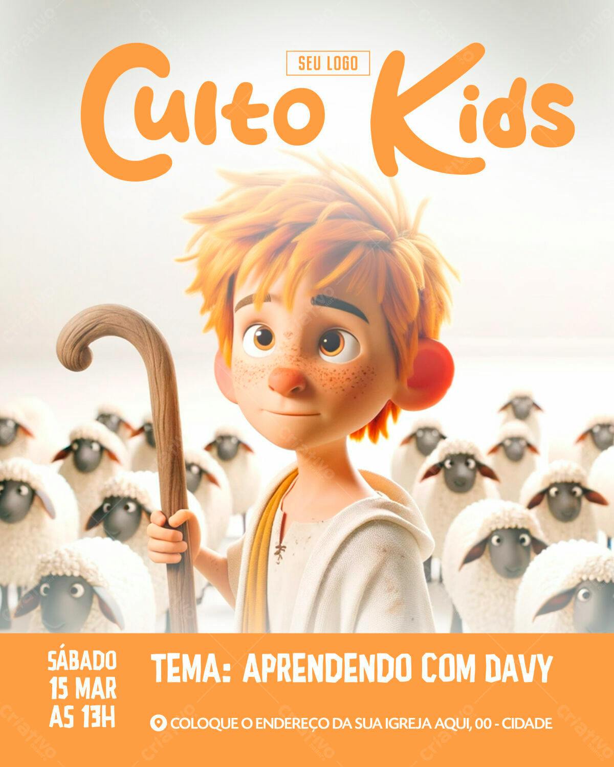 Flyer para Culto Infantil PSD Editável