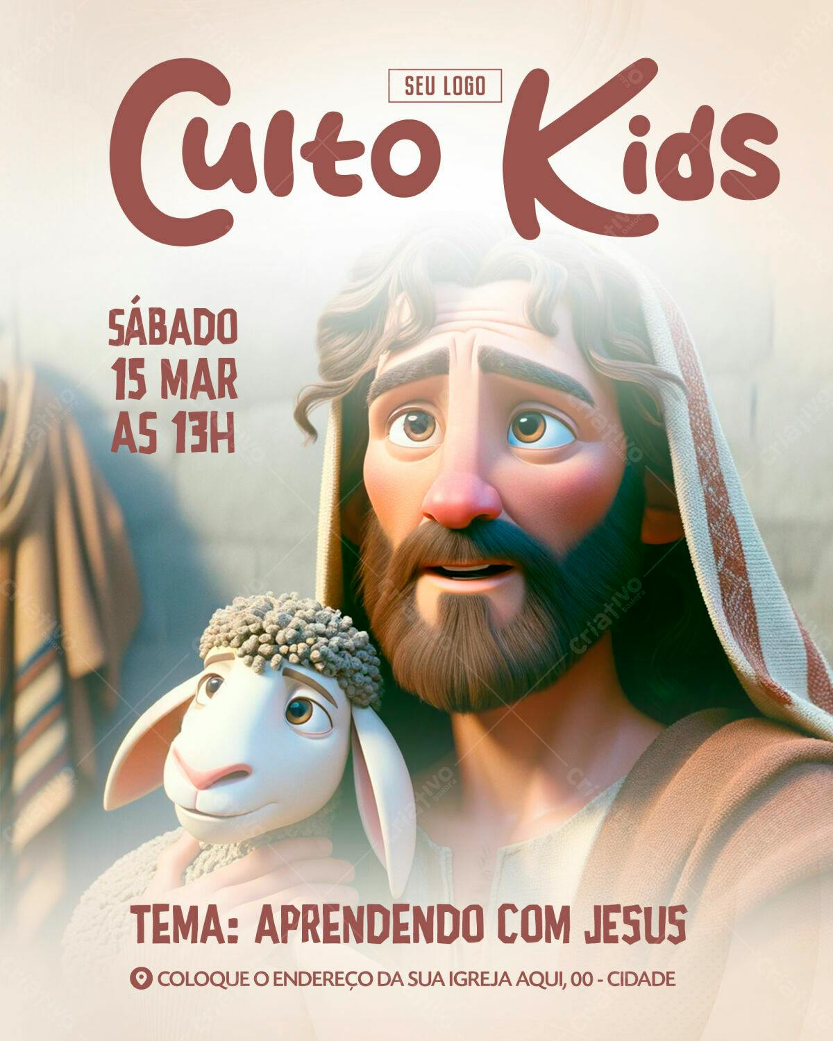 Flyer Culto Infantil PSD Editável