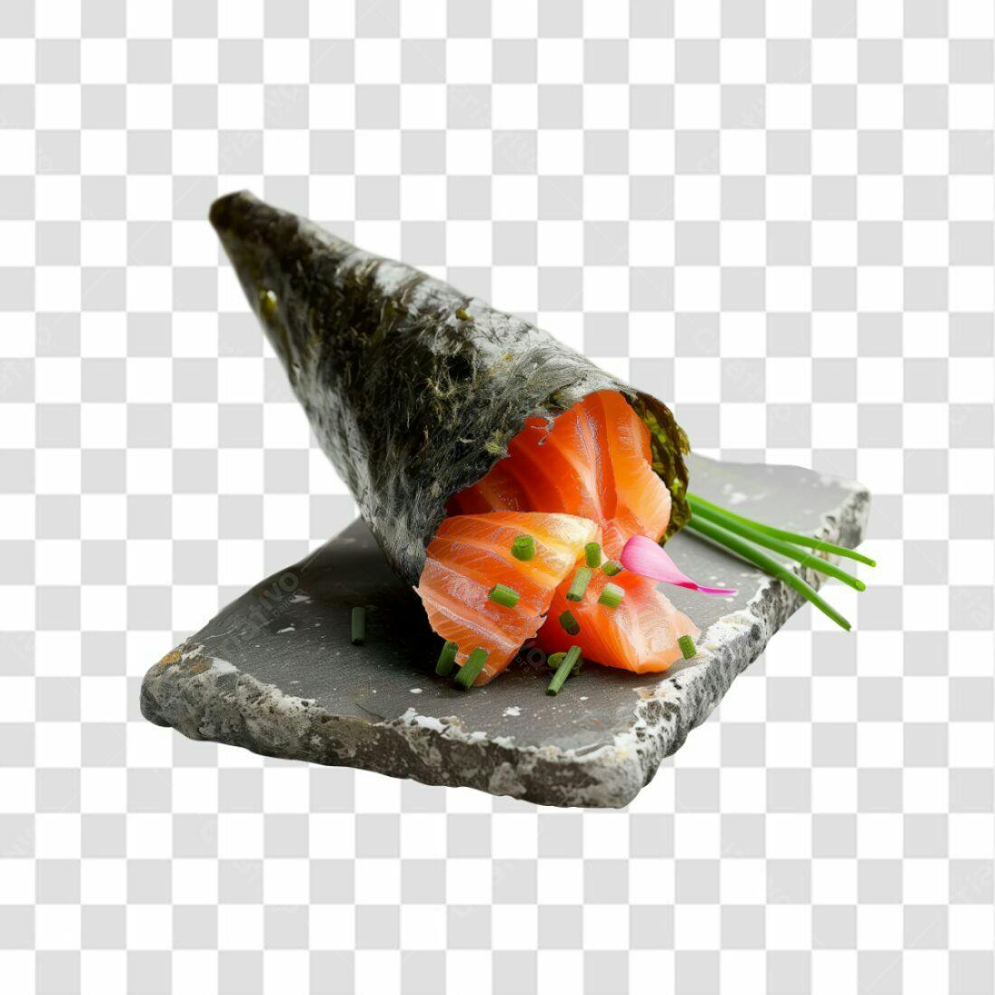 Imagem Tema Japonês Salmão Temaki PNG com fundo transparente