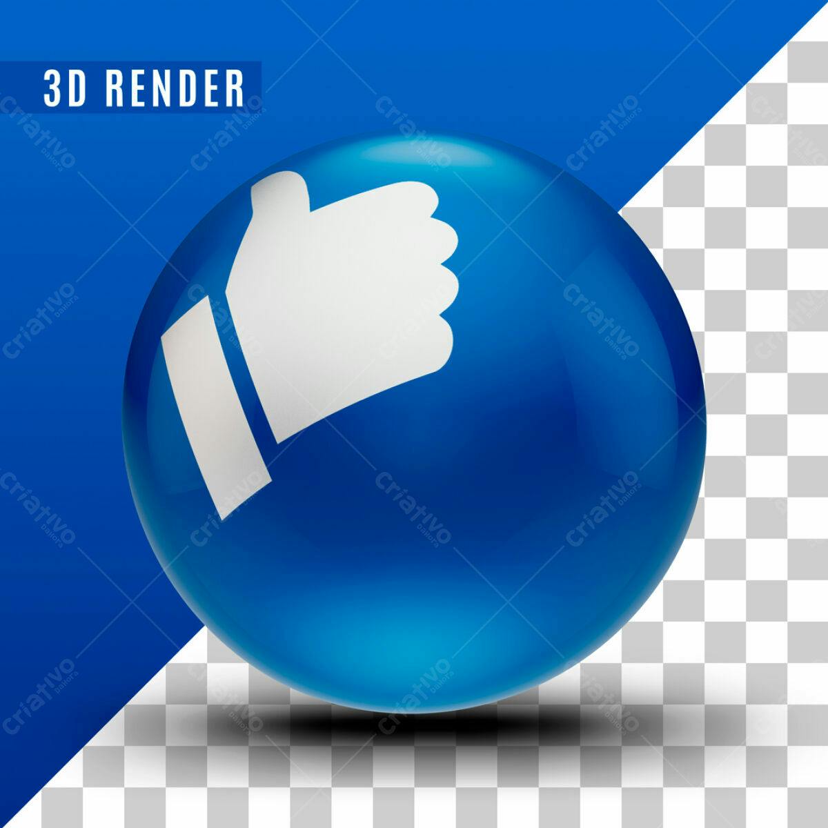 Ícone Curtida em Esfera Azul PSD Editável