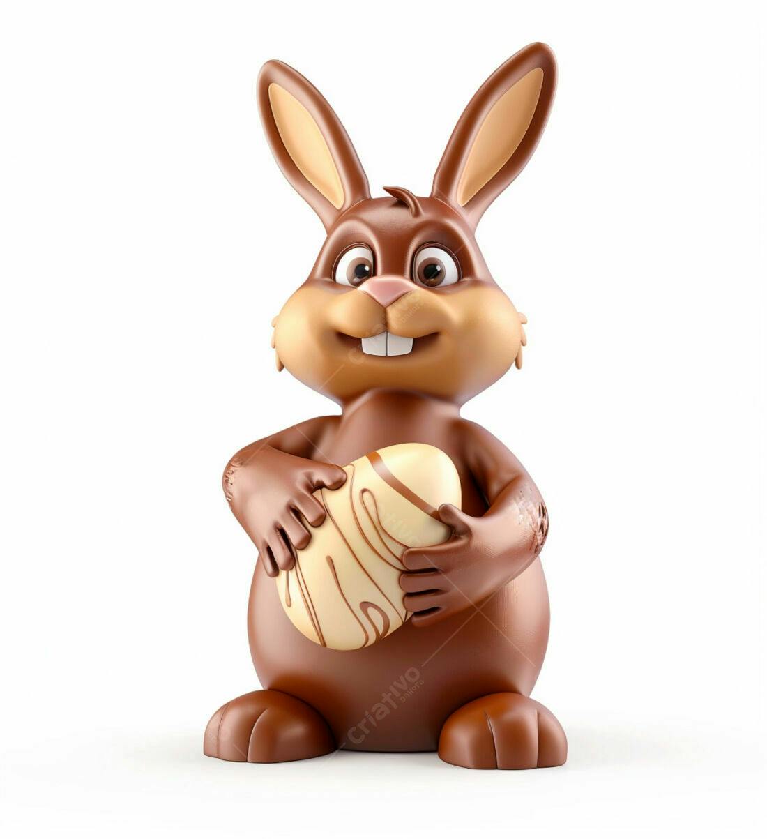 Coelho de chocolate com ovo de páscoa