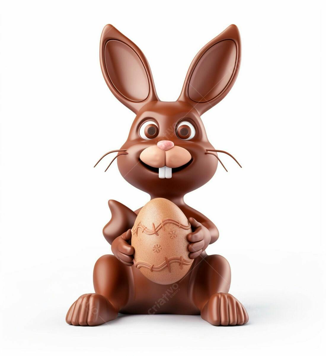 Coelho de chocolate com ovo de Páscoa