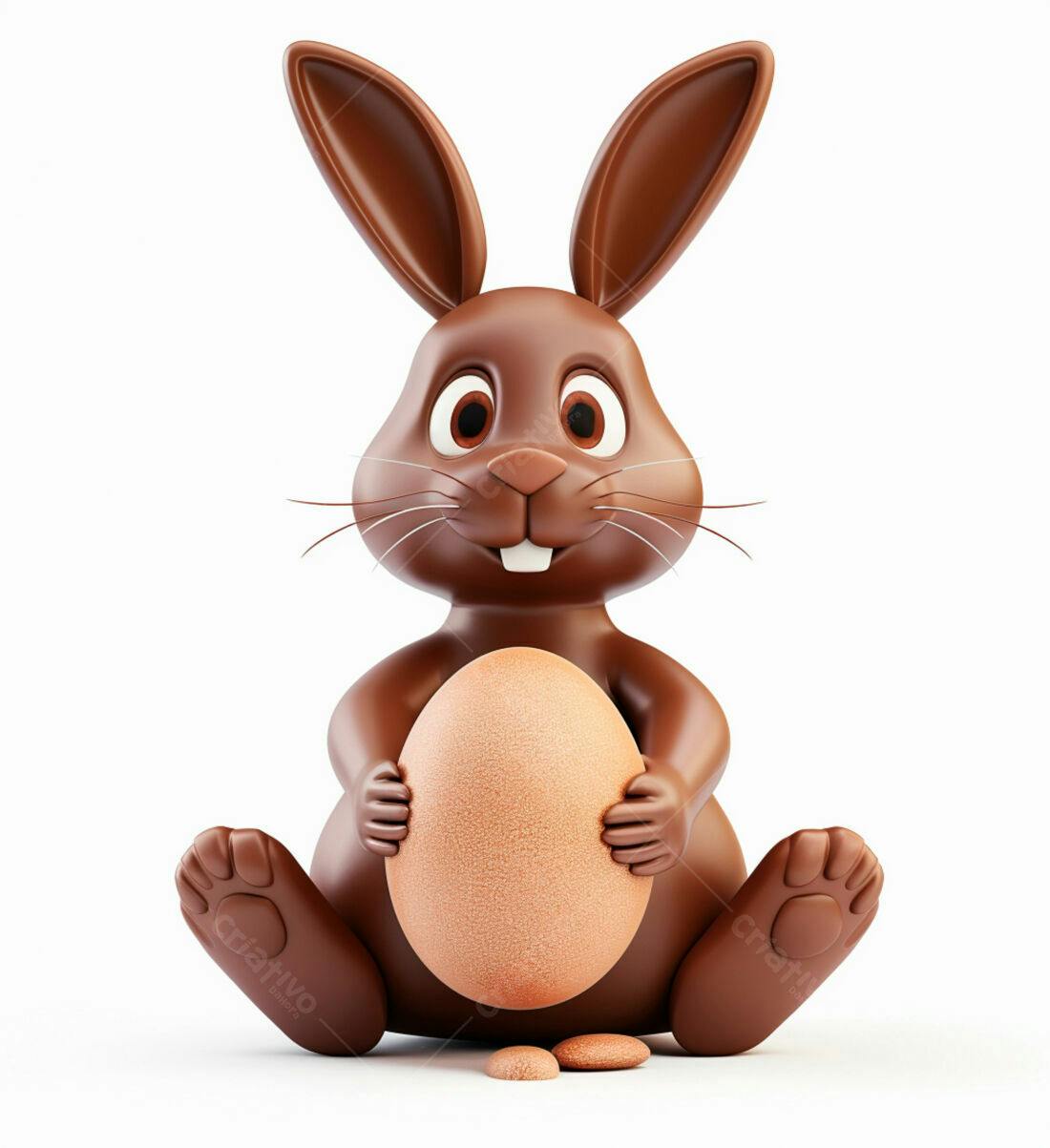 Coelho de chocolate com ovo para Páscoa