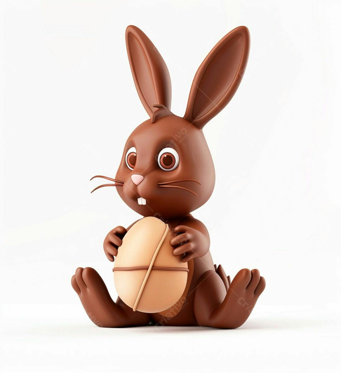 Coelho de chocolate com ovo Páscoa