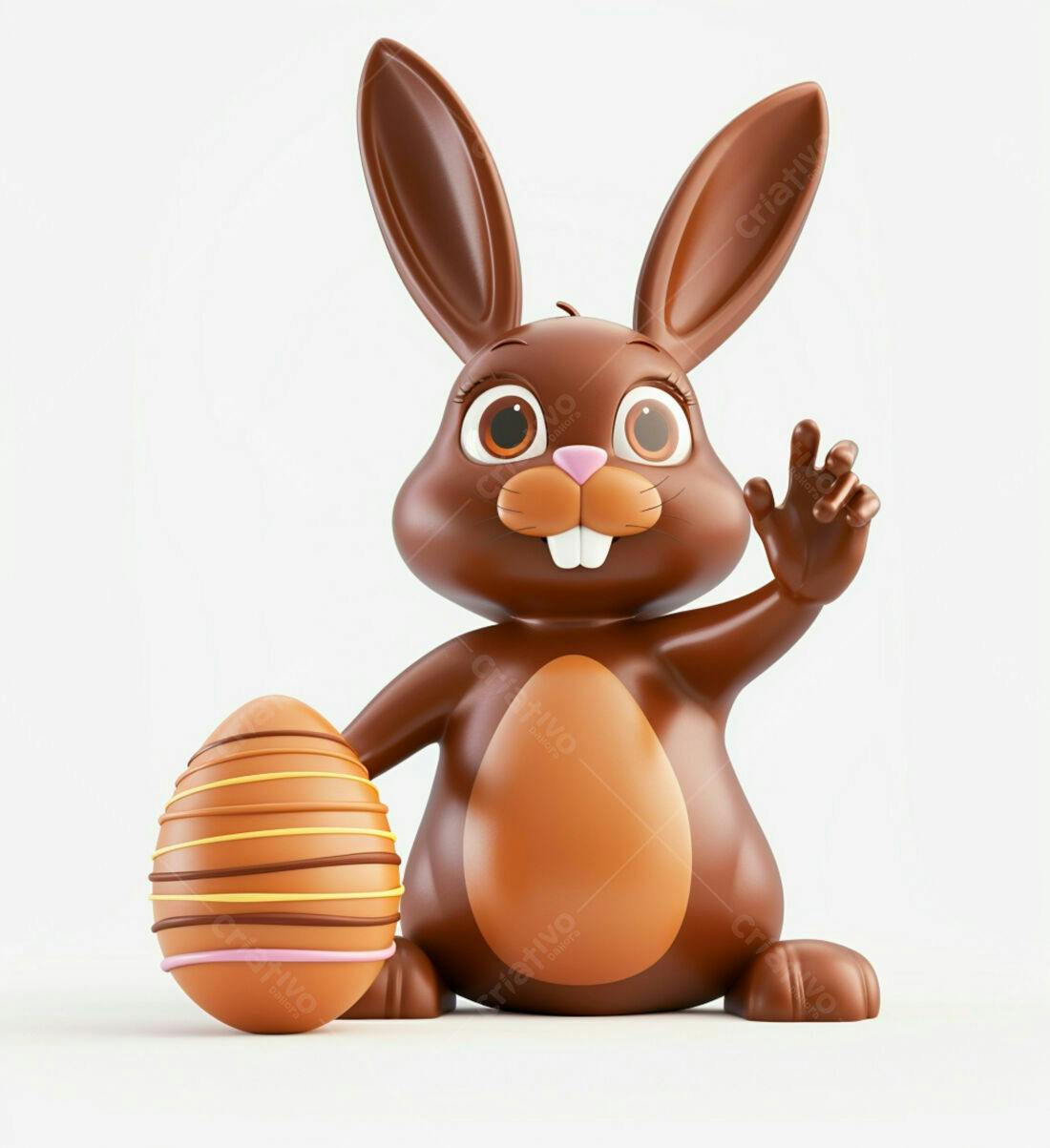Coelho de chocolate com ovo de páscoa